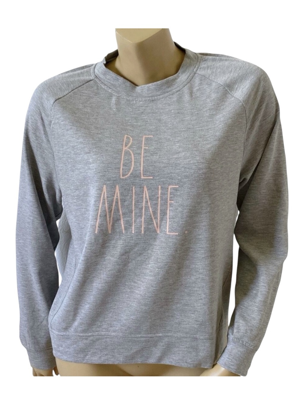Rae Dunn Sweatshirt Womens S Gray Be Mine Valentine Lightweight Crewneck Top